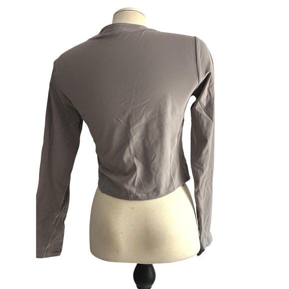 Halara Half Zip Long Sleeve Cropped Active Workout Shirt Sz Large Womens Gray - Picture 9 of 15